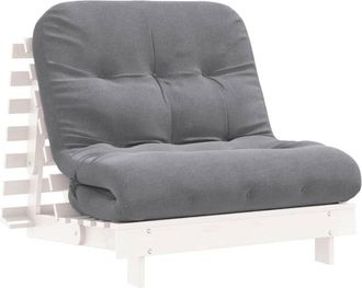 vidaXL Futón sofá cama con colchón madera maciza blanco 90x206x11 cm Vidaxl