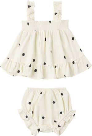 Rylee + Cru Lala Polka Dot Tank Top & Bloomers in Natural at Nordstrom, Size 12-18M