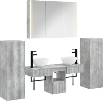 vidaXL Juego De Muebles De Ba&ntilde;o 6 Uds. Gris Hormig&oacute;n Vidaxl