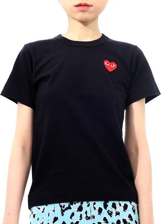 Comme Des Garçons Ladies Black Heart Patch T-shirt, Brand Size Small