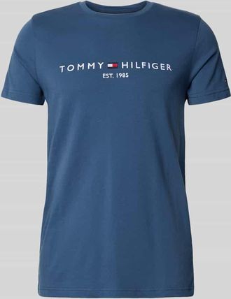 Tommy Hilfiger Slim Fit T-Shirt aus reiner Baumwolle in Jeansblau, Größe XXXL