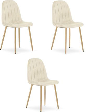 OEM Silla Padva - Terciopelo Beige Claro / Patas De Roble X 3