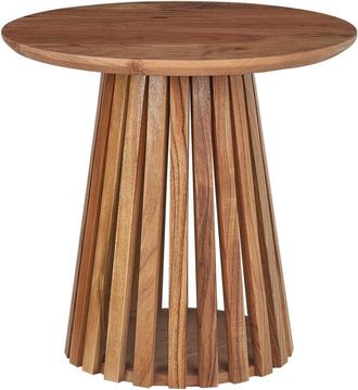 Beliani Modern Coffee Dining Table Acacia Wood Round Shape Dark Wood ø 50 cm Mesilla