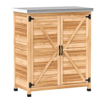OUTSUNNY Caseta de jard&iacute;n 79x43x92 cm madera natural