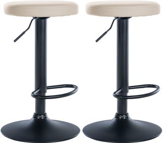 Clp Clp - Set De 2 Taburetes De Bar Ponte En Polipiel Crema Metal Negro Mate