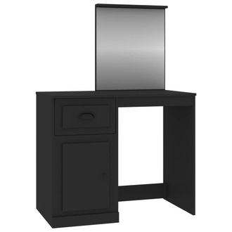 Berkfield Home Dressing Table with Mirror Black 90x50x132.5 cm Engineered Wood