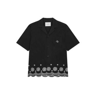 Les Deux Lesley Embroidery SS Shirt - Heren - Korte mouwen Overhemden - Zwart - L - Katoen - Overhemden
