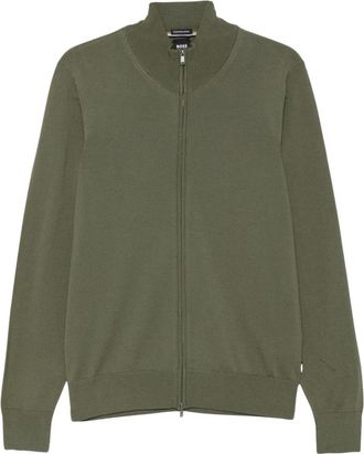 HUGO BOSS Balonso Cardigan - Heren - Vesten - Groen - L - Wol - Truien & Vesten