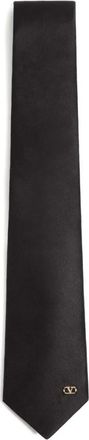 Valentino Garavani Black Logo Solid Tie