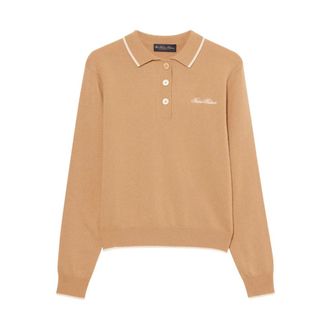 Brooks Brothers Lambswool Polo Jumper - female - Brooks Brothers - Round-neck Knitwear - Beige - XS - Knitwear