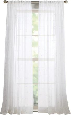 DKNY Metallic Grid Set of 2 Curtain Panels in White/Gold at Nordstrom, Size 50X84