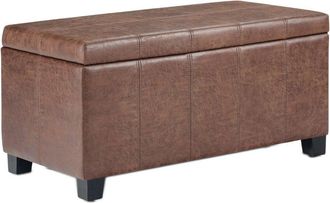 Simpli Home Dover 36In Contemporary Rectangle Storage Ottoman Bench