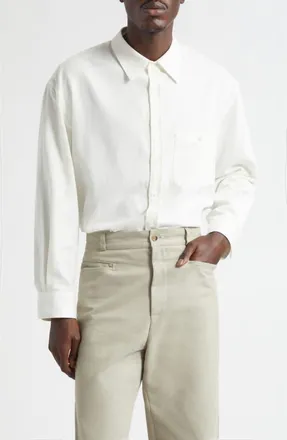 De Bonne Facture Architecture Oversize Cotton & Hemp Button-Up Shirt in White at Nordstrom, Size X-Large