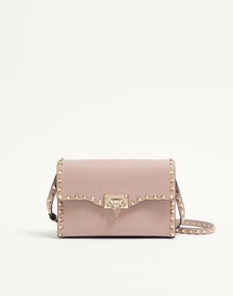 Valentino Garavani Small Rockstud Grainy Calfskin Crossbody Bag Wo