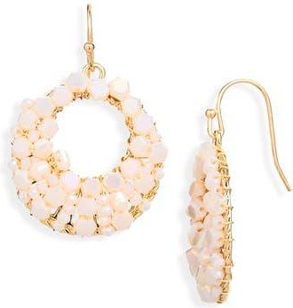 Cara Beaded Frontal Hoop Earrings in Pink at Nordstrom Rack