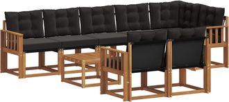 vidaXL Conjunto De Sof&aacute;s De Exterior 9 Uds. Natural Y Negro Vidaxl