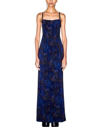 Rosetta Getty Baroque Tie Back Corset Dress In Floral Cotton