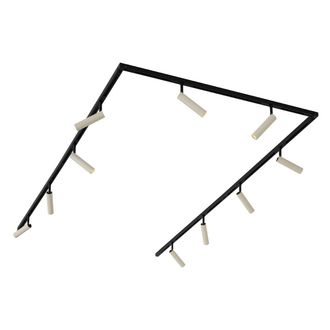 QAZQA Moderno Sistema De Iluminaci&oacute;n De Riel Moderno Con 10 Focos Beige Y Negro Monof&aacute;sico - Slimline Uzzy Aluminio /met&aacute;lica Adecuado Para Led Max. 10 X 5 