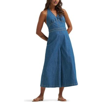Wrangler Denim Culotte Halter Jumpsuit in Folk Revival at Nordstrom, Size X-Small