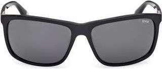 BMW 61mm Sunglasses in Shiny Black /Smoke at Nordstrom Rack