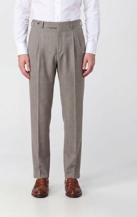 Brioni Pantaloni sartoriali slim fit in pura lana con pince