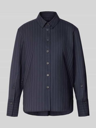 Windsor Regular Fit Hemdbluse aus Schurwolle mit Knopfleiste in Marine, Gr&ouml;&szlig;e 38