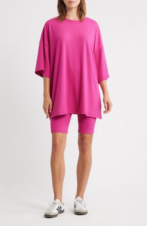 Dressed in Lala Malone Rib Oversize T-Shirt & Shorts Set in Hot Pink at Nordstrom, Size X-Large