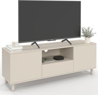 IDMarket Mobile Tv Bertille Da 140 Cm Con 2 Ante E Un Cassetto In Legno Beige