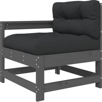 vidaXL Sill&oacute;n De Jard&iacute;n Con Cojines Madera Maciza De Pino Gris Vidaxl