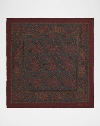 Ralph Lauren Purple Label Men & apos;s Paisley Silk Hand-Rolled Pocket Square