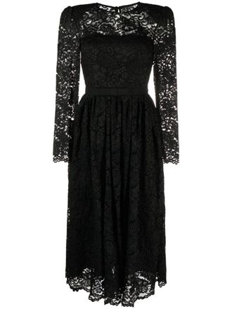 Self Portrait detachable-belt floral-lace dress - Black