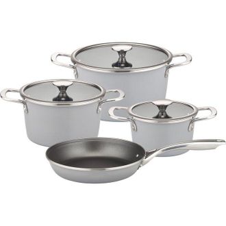 GSW Bater&iacute;a De Cocina - Todos Los Fuegos, Incluida La Inducci&oacute;n - Gsw - Stratos - Acero Esmaltado - 7 Piezas - Gris