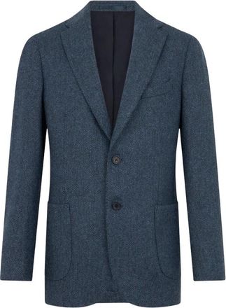 Brooks Brothers Herringbone Tweed Blazer - Heren - Blazers - Blauw - XL - Tweed - Jassen