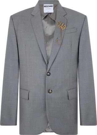 Moschino Enkelrijig Jasje met Speld - Heren - Blazers - Grijs - L - Wol - Jassen