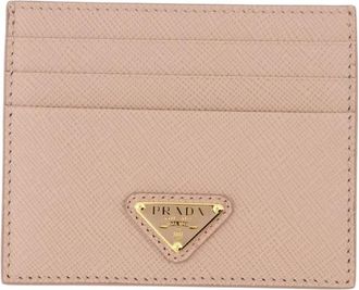 Prada Saffiano Leather Card Holder - Dames - Portefeuilles - Roze - ONE Size - Leer - Accessoires