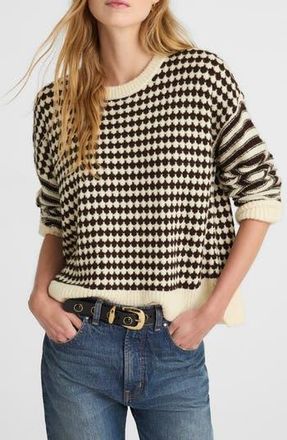 Madewell Mixed Stripe Raglan Pullover Sweater in Ivory And Brown at Nordstrom Rack, Size X-Small