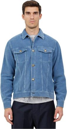 Tintoria Mattei Overshirt van ribfluweel met opgezette zakken - Heren - Spijkerjassen - Blauw - L - Jassen
