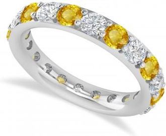 Allurez Diamond & Yellow Sapphire Eternity Wedding Band 14k White Gold (2.50ct)