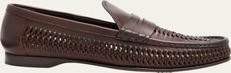 Ralph Lauren Mens Chalmers Woven Leather Penny Loafers
