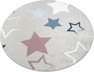 RugsX Alfombra Lavable Bambino 48130 C&iacute;rculo Estrellas Para Ni&ntilde;os Antideslizante - Beige / Gris Beige Circulo 160 Cm