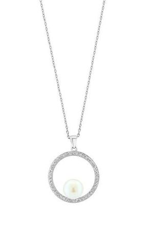 Effy Sterling Silver White Sapphire & Freshwater Pearl Pendant Necklace at Nordstrom Rack