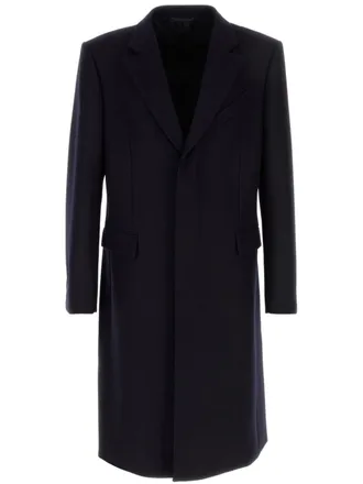 【送料&関税込】Givenchy Black Wool Blend Coat Givenchy - Leather-Trimmed Double-Breasted Wool-Blend Coat