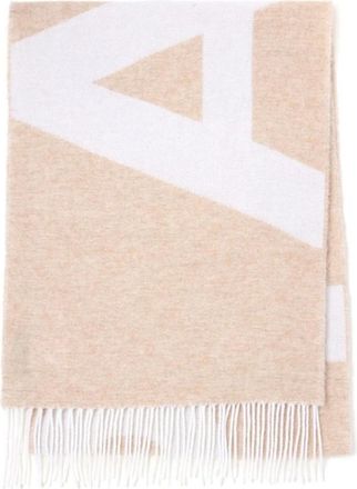 A.P.C. Warme wollen sjaal met franjes - Heren - Wintersjaals - Beige - ONE Size - Wol - Accessoires