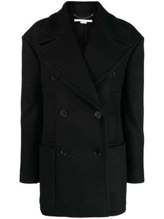 Stella McCartney wool double-breasted coat - women - Wool/Viscose/Cotton - 40 - Black