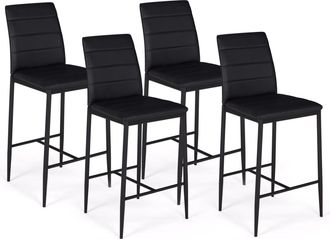 IDMarket Set Di 4 Sgabelli Da Bar Imbottito Design Contemporaneo In Pvc Nero Romane