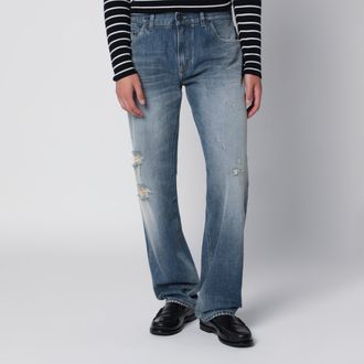 Dolce & Gabbana Jeans blu effetto slavato con placca logo