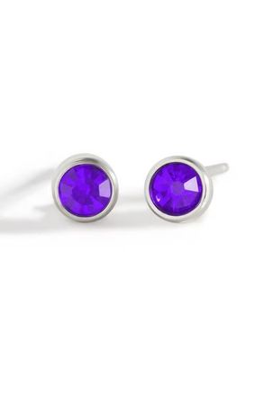 Mint & Lily Birthstone Bezel Studs in Silver /February Amethyst at Nordstrom