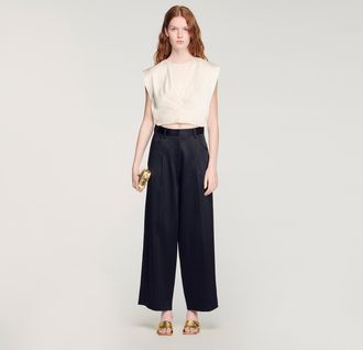 Sandro Satin-effect wide-leg trousers