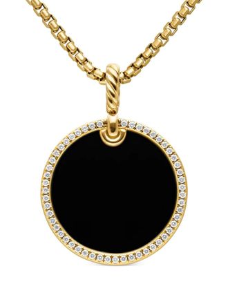 David Yurman 18kt yellow gold DY Elements Disc diamond pendant (24mm) - women - Diamond - OS