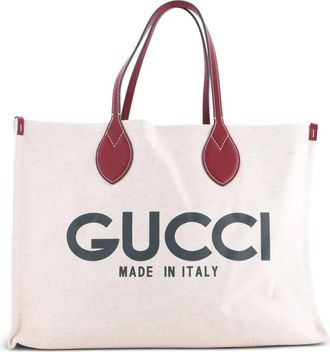Gucci Logo Shopper Printed Canvas Medium tote bag - Toni neutri